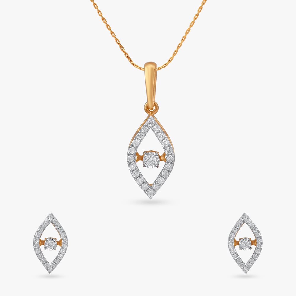 Sleek Marquise Diamond Pendant and Earrings Set,,hi-res image number null