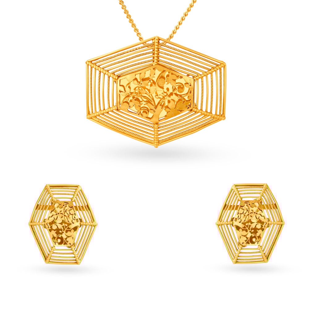 Beautiful Artistic Pendant and Earrings Set,,hi-res image number null