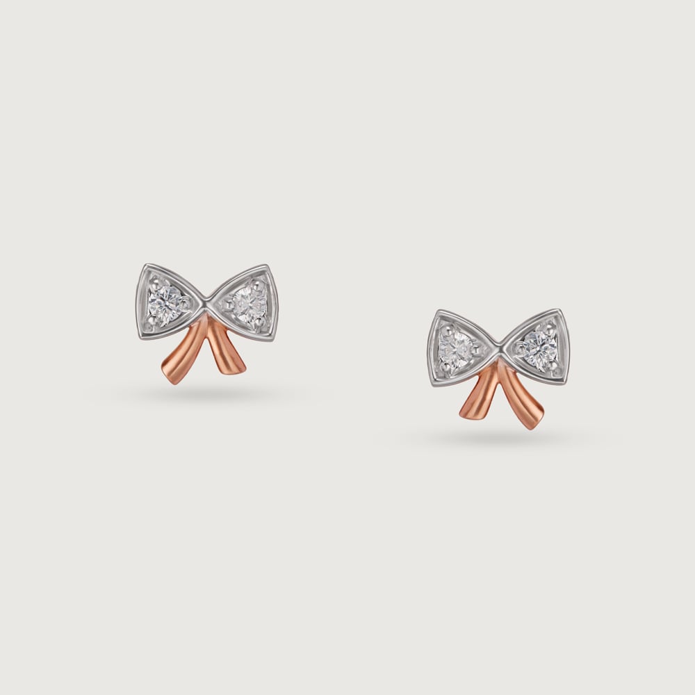 14KT Rose Gold Opulent Floral Twist Diamond Stud Earring,,hi-res image number null