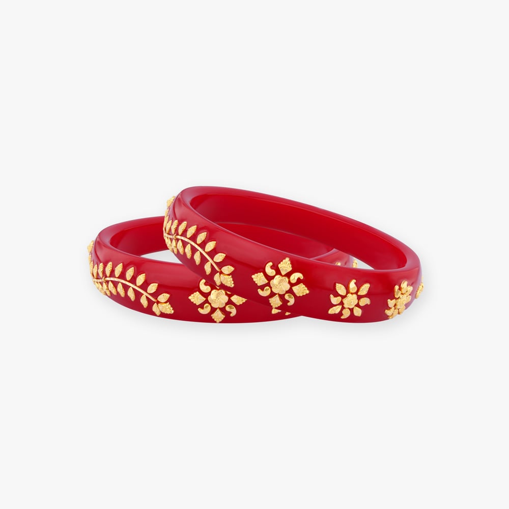

Floral Pola Gold Bangles