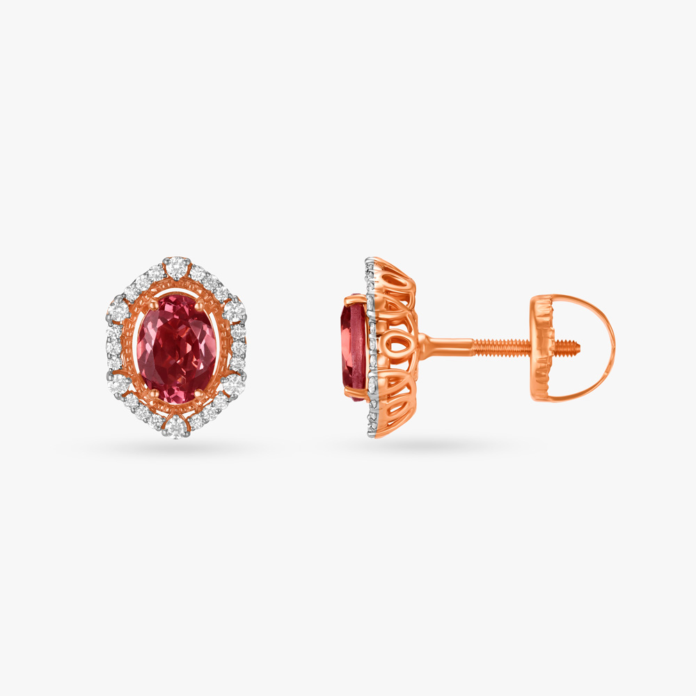 Raspberry Pops Diamond Stud Earrings,,hi-res image number null