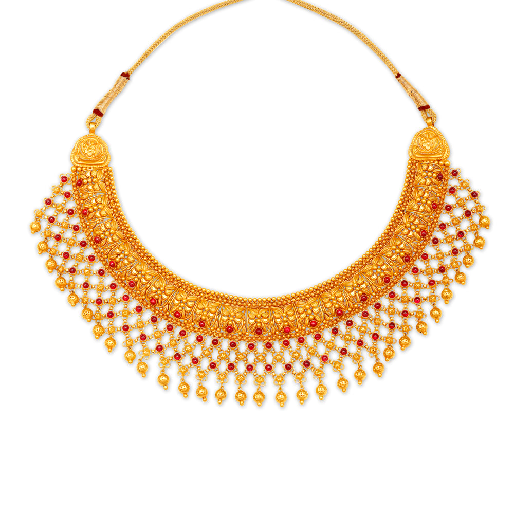 Crimson Flowers Necklace Set,,hi-res image number null