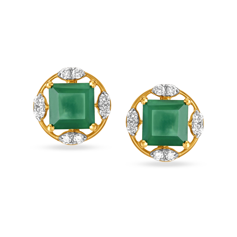 Breathtaking Onyx Stone Diamond Stud Earrings for Kids,,hi-res image number null