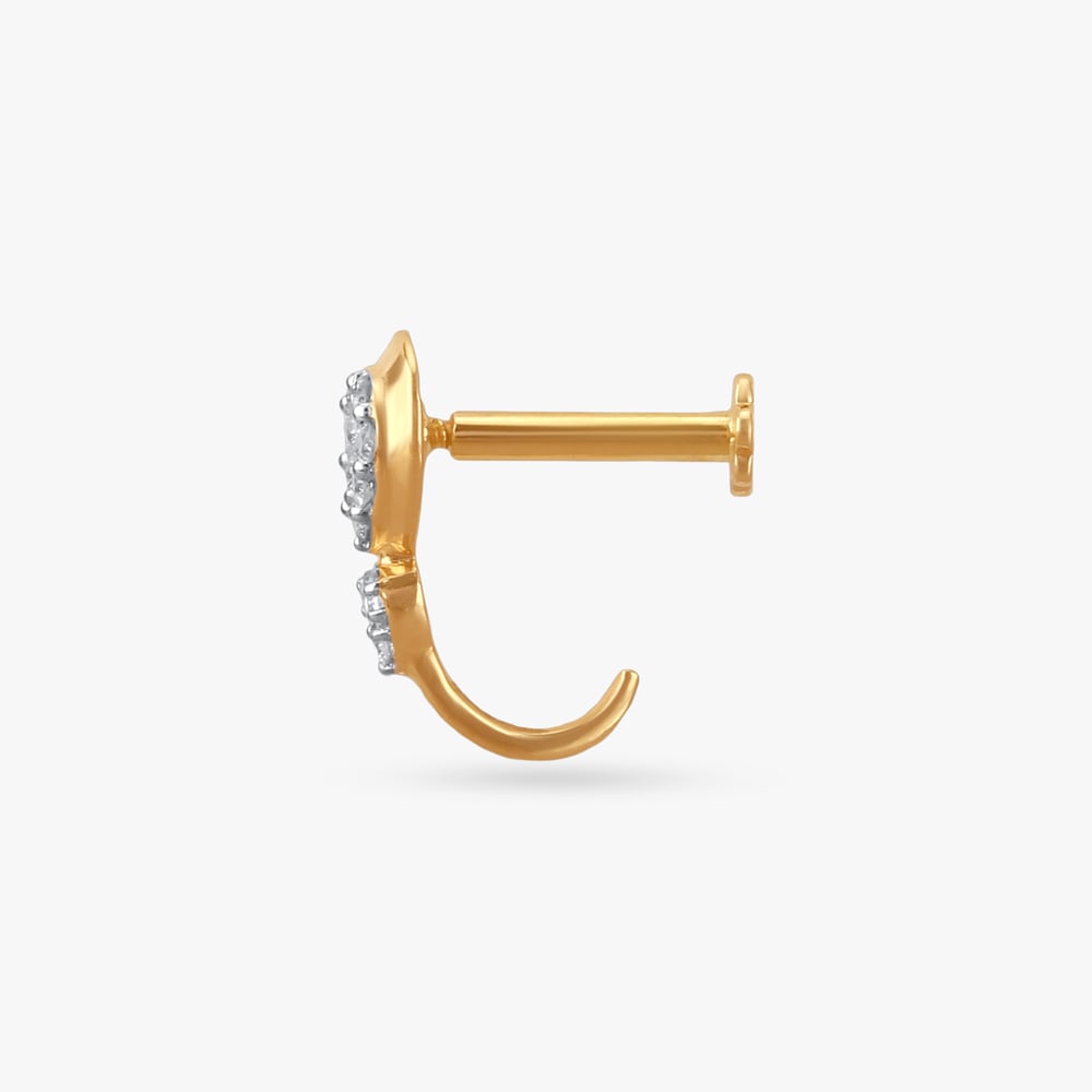 Glimmer Curve Diamond Nose Pin,,hi-res image number null