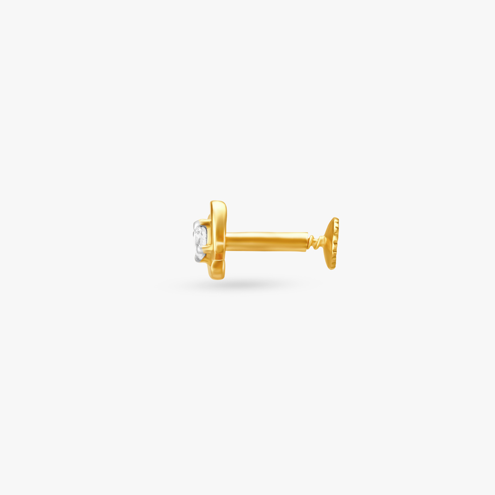 Sublime Floral Gold and Diamond Nose Pin,,hi-res image number null