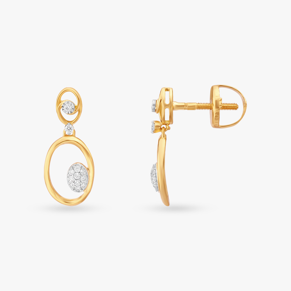 Oval Diamond Drop Earrings,,hi-res image number null