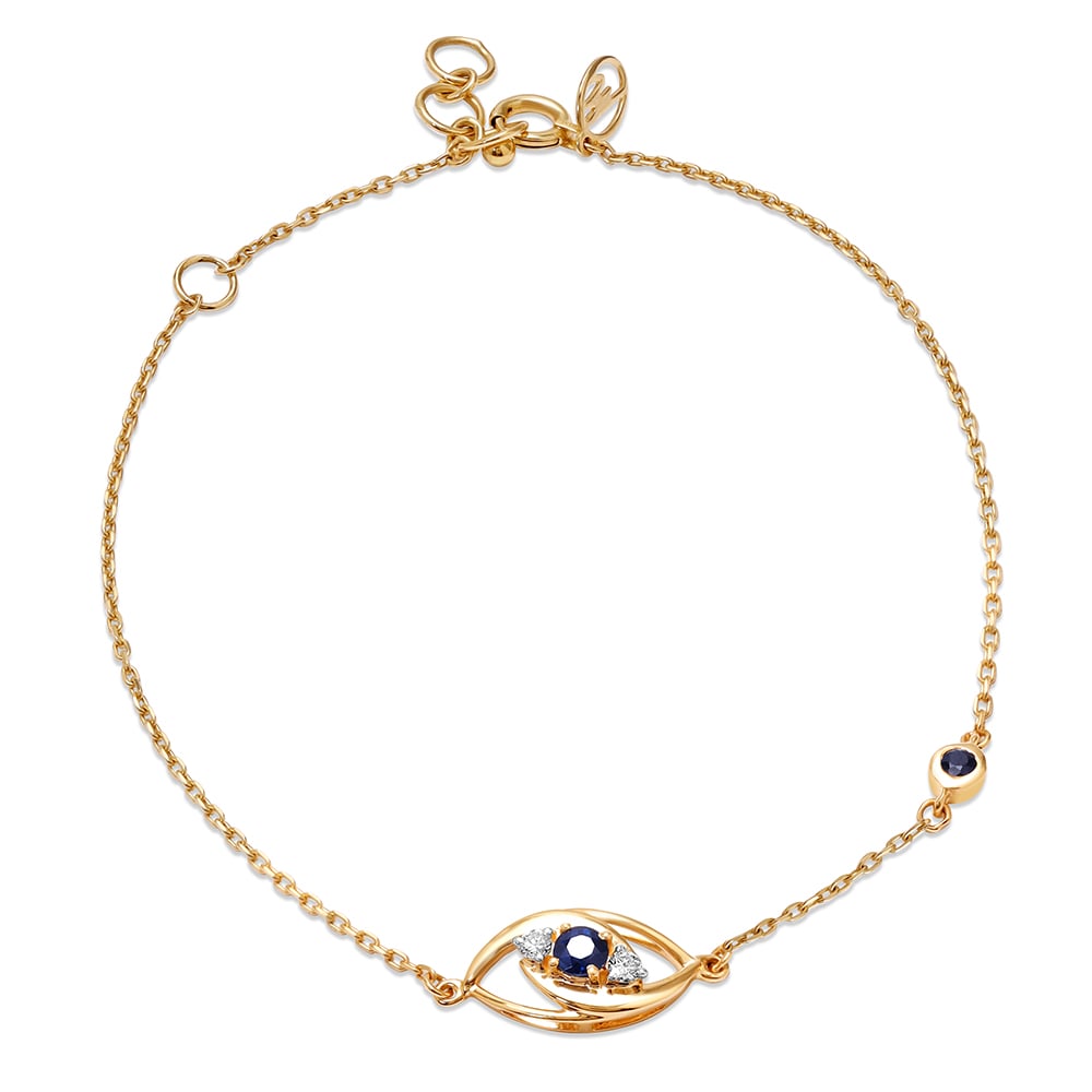 14KT Yellow White Gold Multi Charm Evil Eye Bracelet,,hi-res image number null