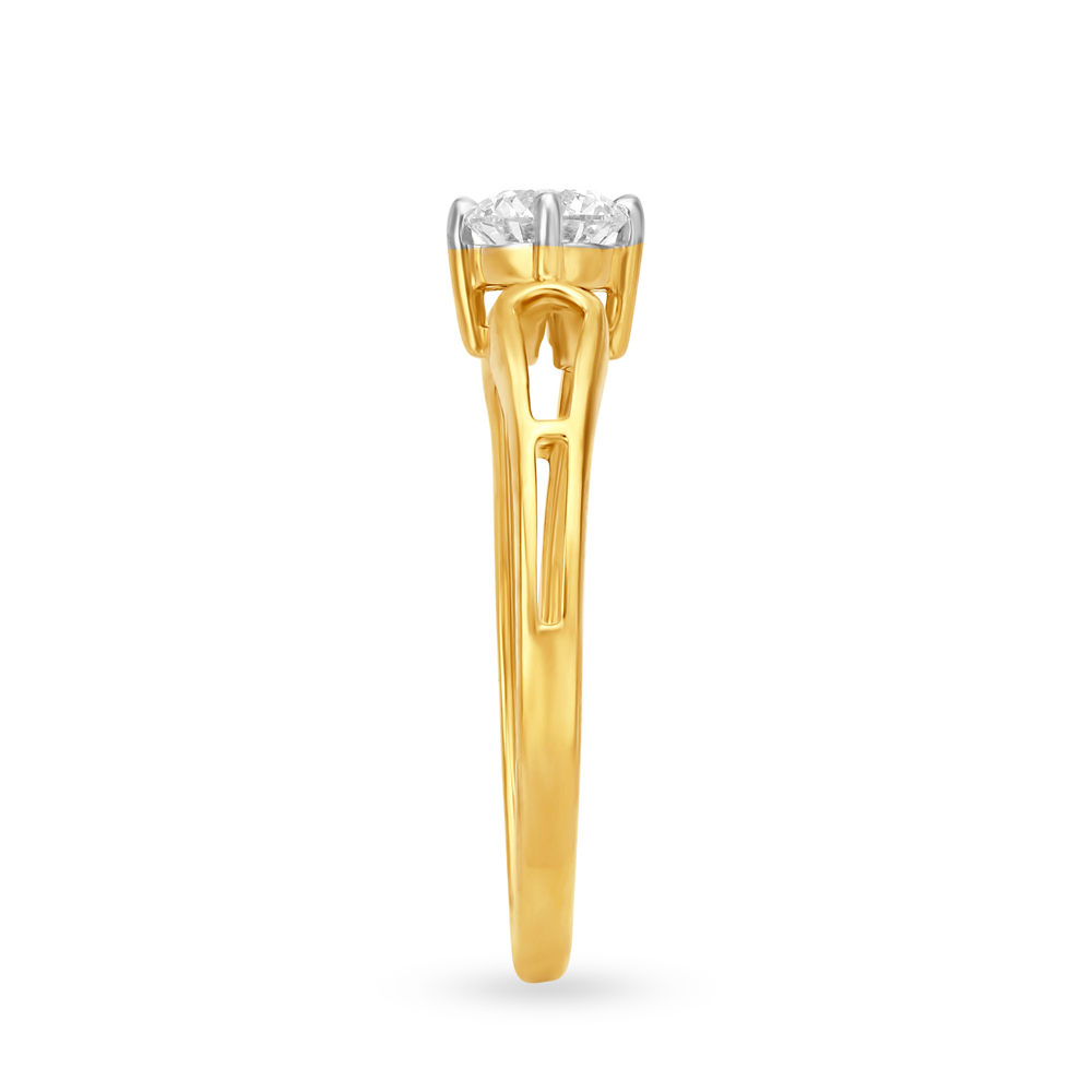 Enchanting 18 Karat Yellow Gold And Diamond Solitaire Finger Ring,,hi-res image number null