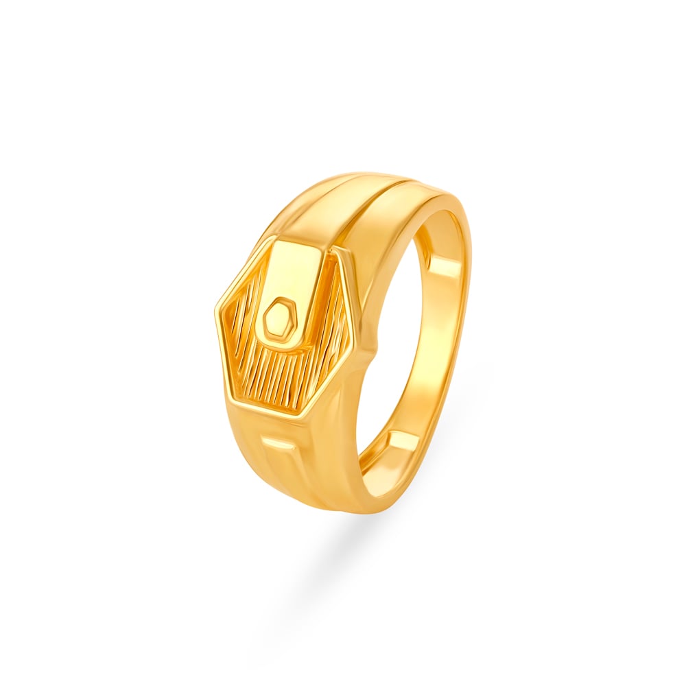 

Geometric Textured Gold Ring for Men