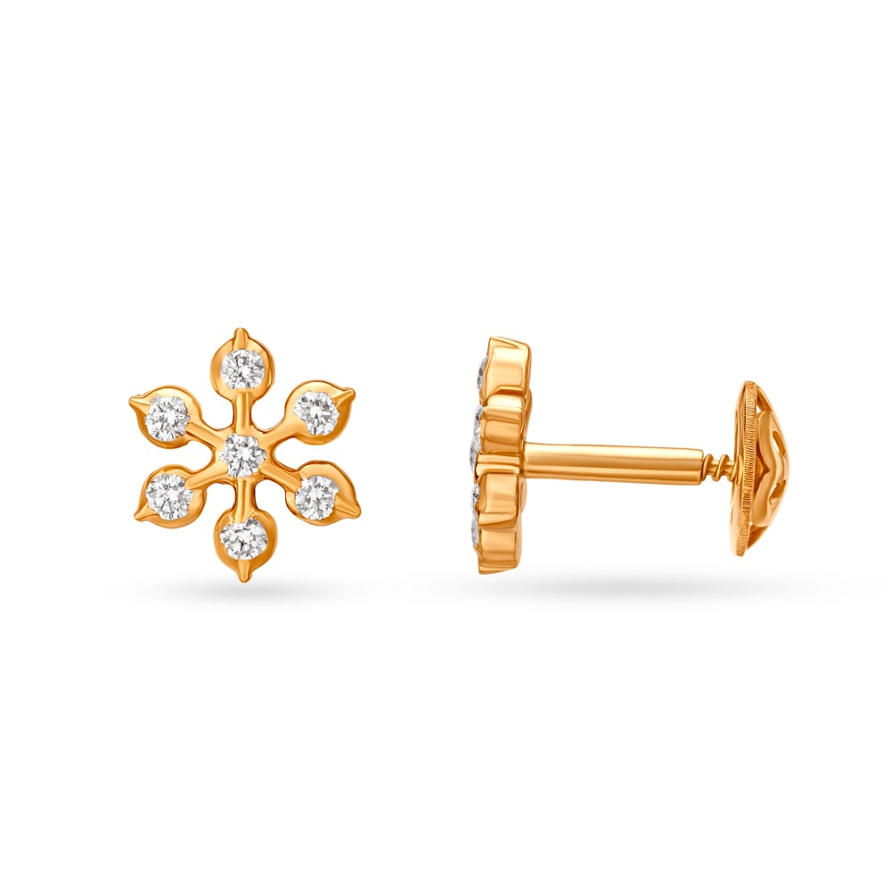 Engaging Floral Diamond Stud Earrings,,hi-res image number null