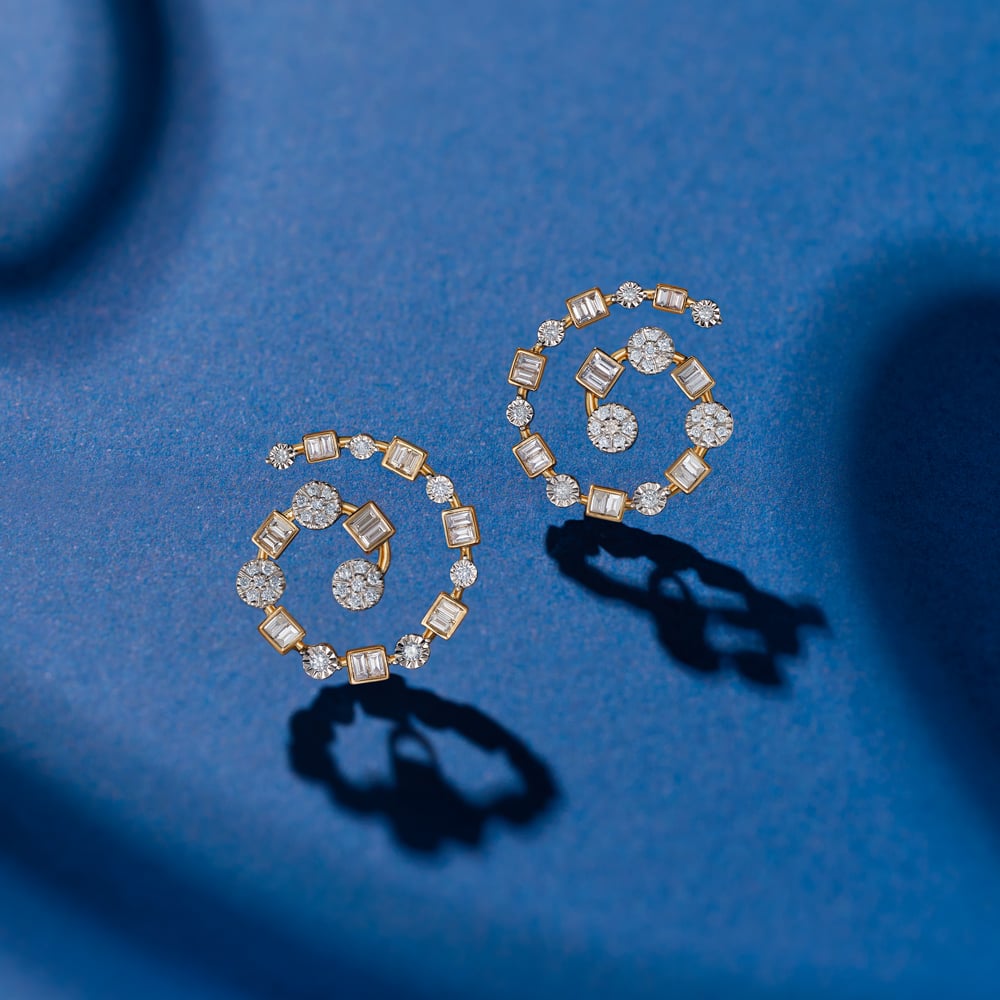 Hypnotic Spiral Diamond Stud Earrings,,hi-res image number null