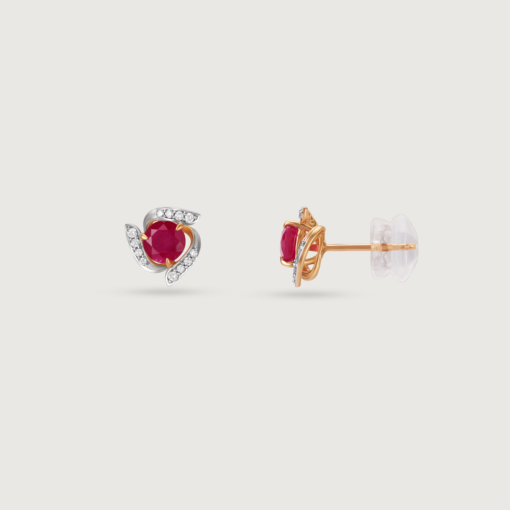 Ruby Rush Diamond & Gold Stud Earrings,,hi-res image number null