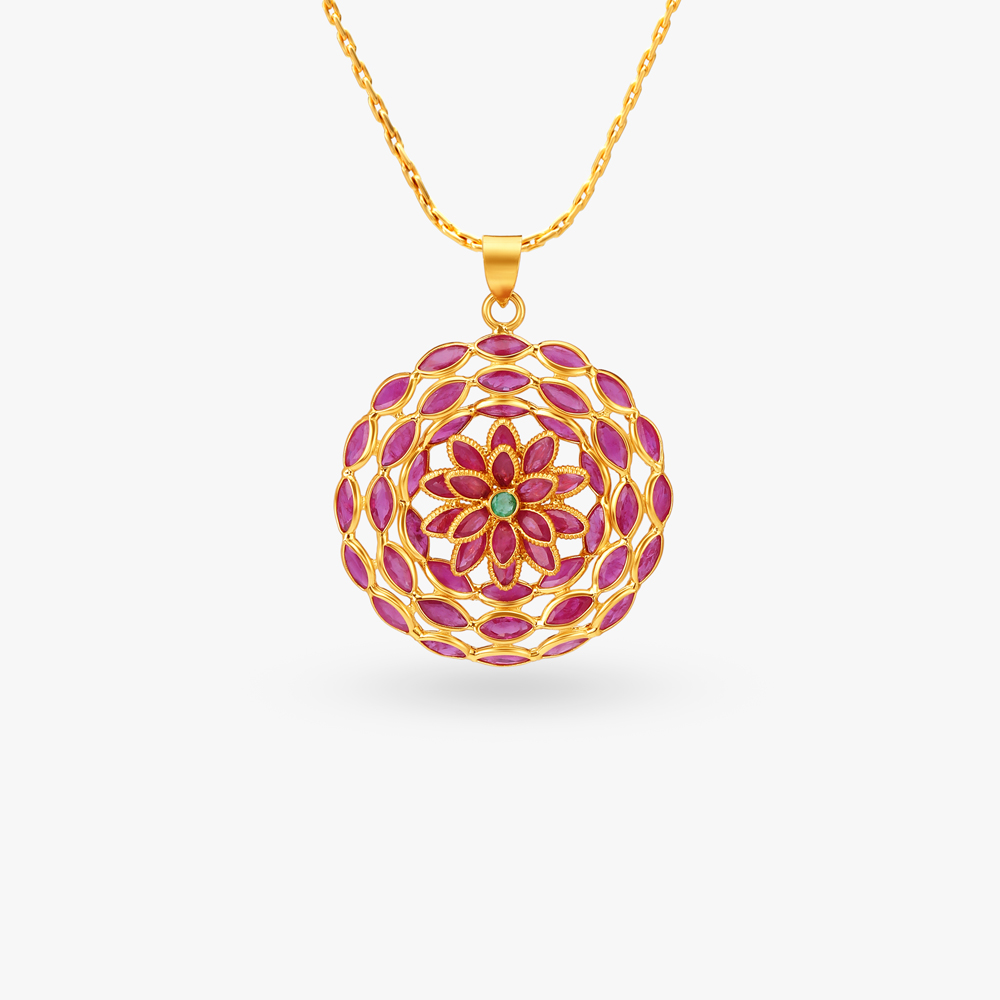 Floral Pendant and Earrings Set,,hi-res image number null
