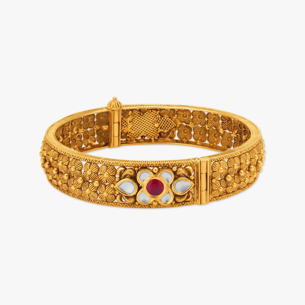 Turquoise & Ruby Gold Cocktail Ring | 22k Gold