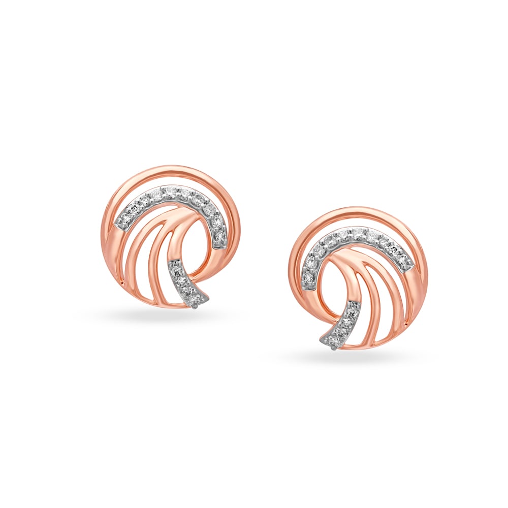 Enticing Rose Gold and Diamond Circlet Stud Earrings,,hi-res image number null