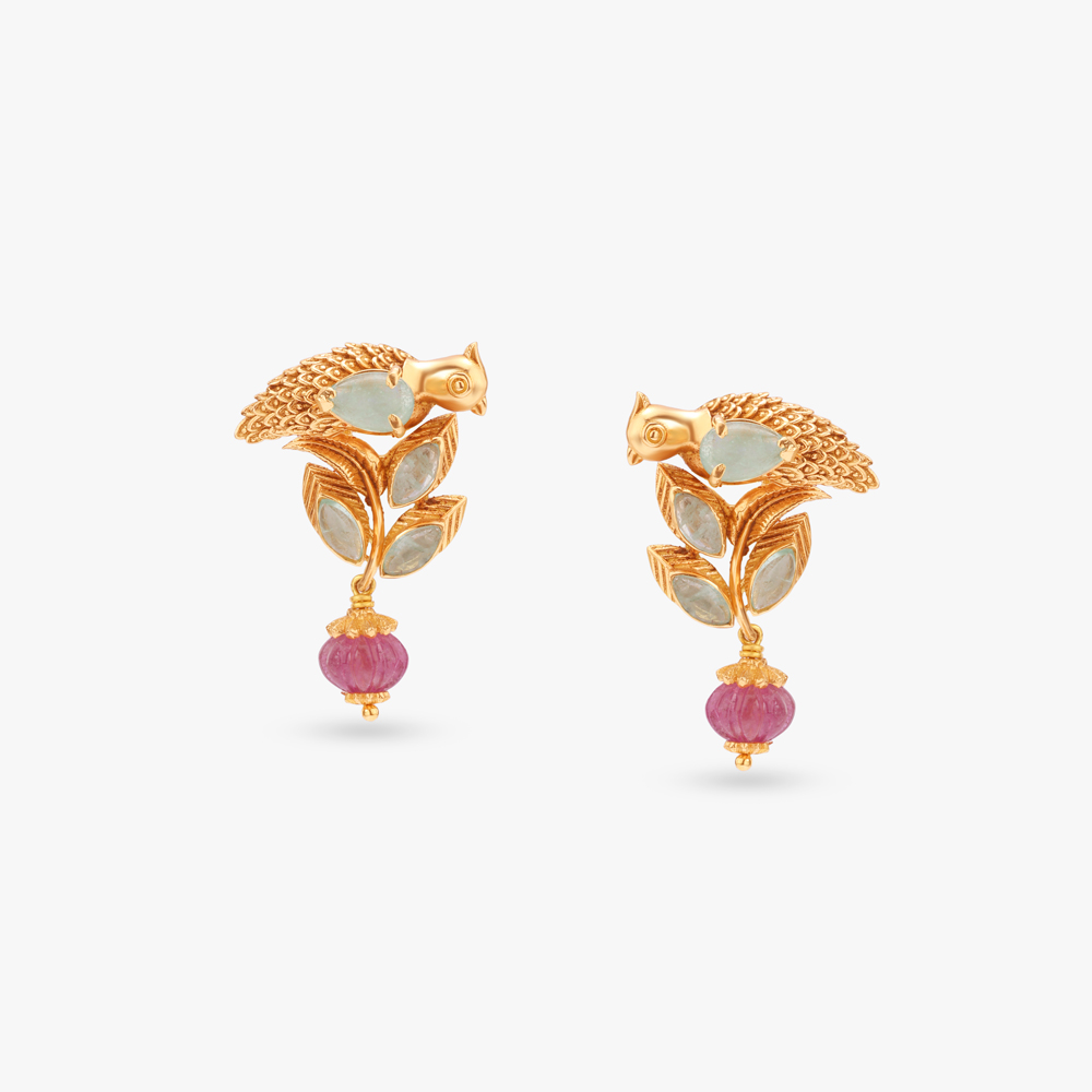 Perched Bloom Gold Pendant and Earrings Set,,hi-res image number null