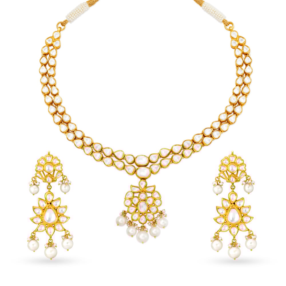 Wondrous Floral Gold Necklace Set