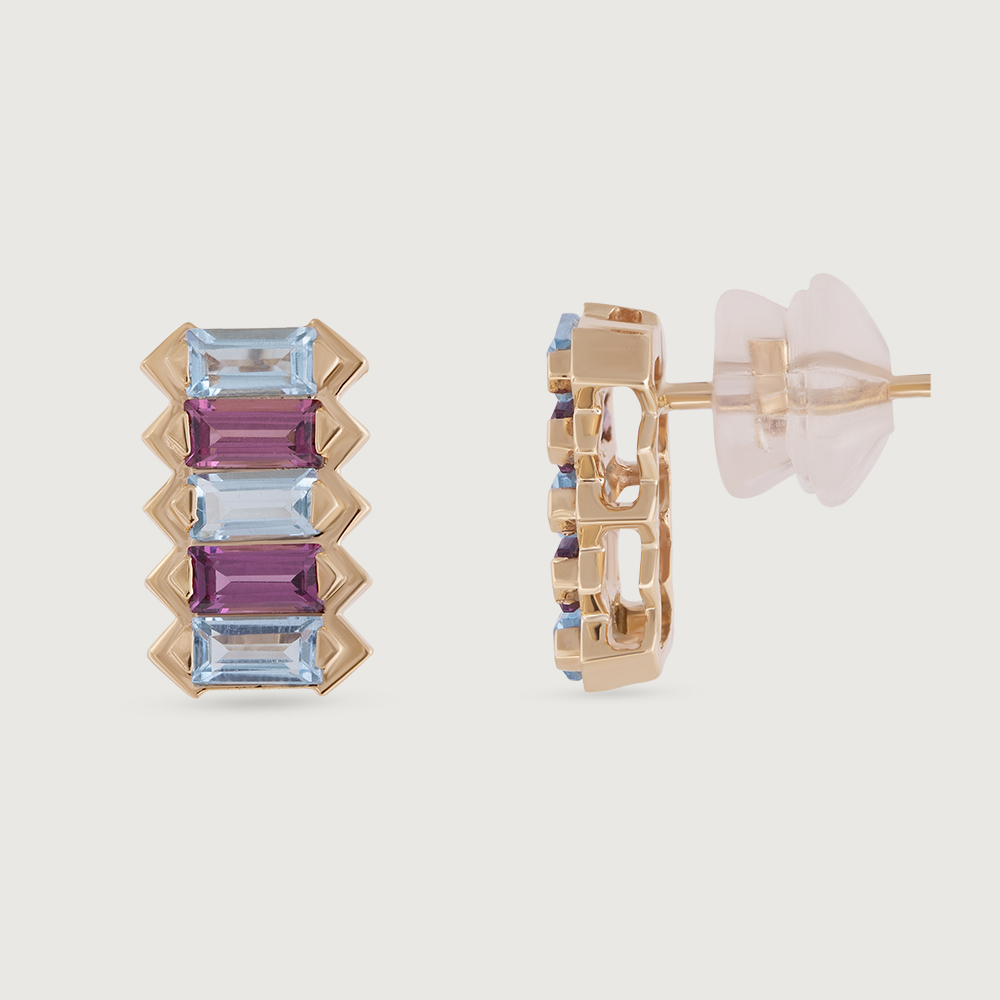 Dazzling Blue Topaz & Gold Elegance Stud Earrings,,hi-res image number null