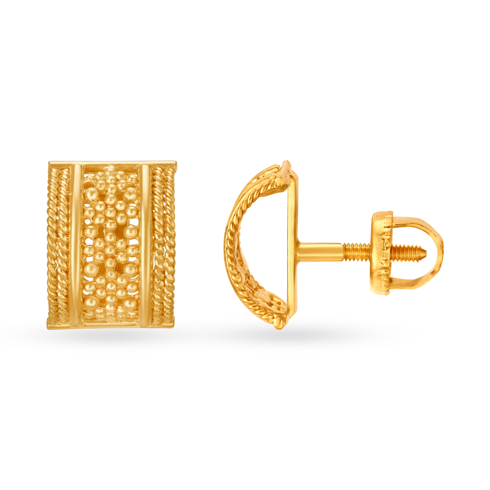 Atypical 22 Karat Yellow Gold Geometric Studs,,hi-res image number null