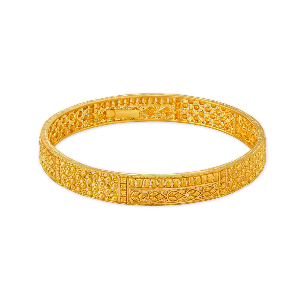 Luxurious Yellow Gold Beaded Bangles,,hi-res image number null