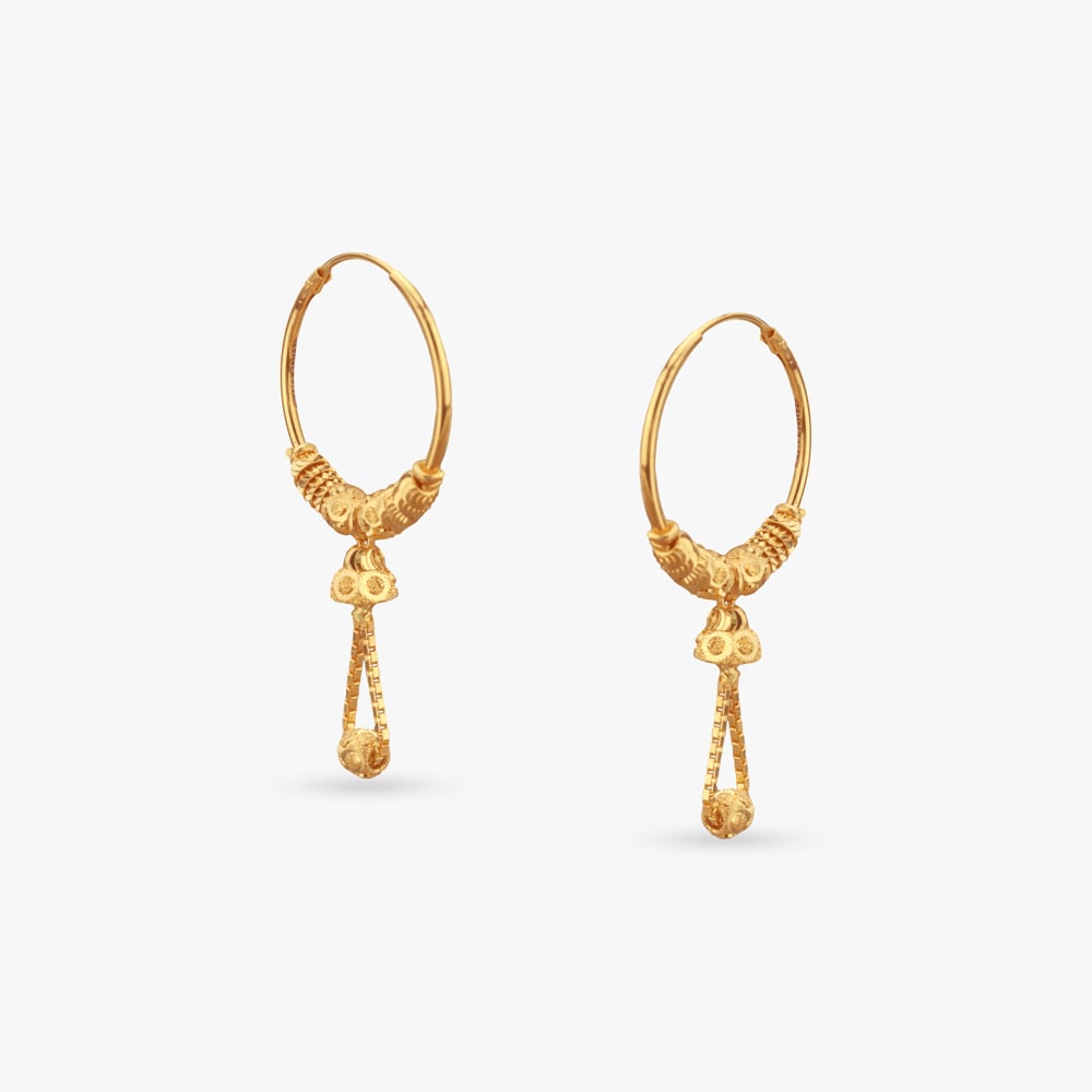 

Bead Swing Gold Hoop Earrings