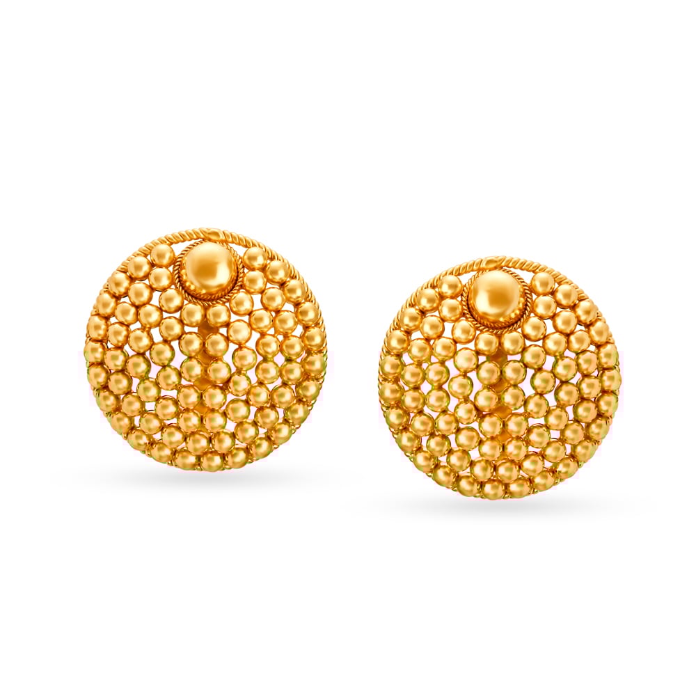 

Exquisite Rawa Work Gold Stud Earrings