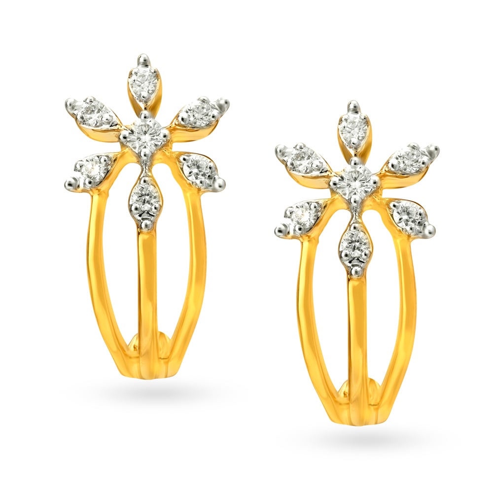 Spectacular Floral Diamond Hoop Earrings