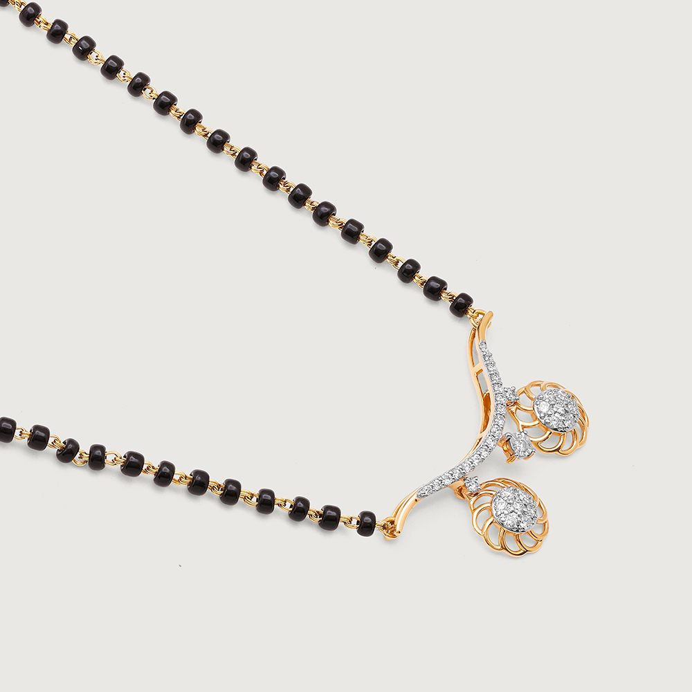 Floral Symphony 18 KT Gold and Diamond Vati Mangalsutra,,hi-res image number null