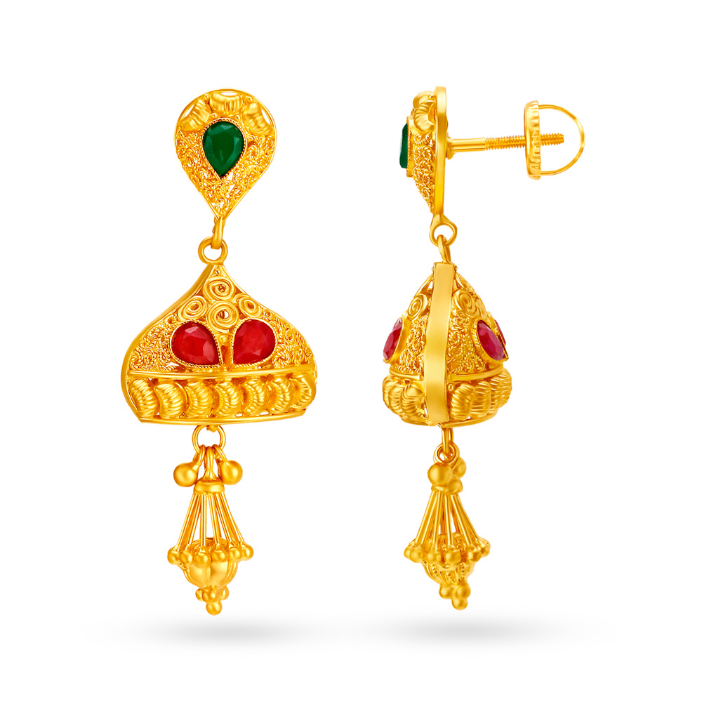 22 Karat Gold Pendant Earrings Set,,hi-res image number null