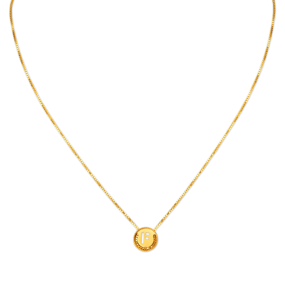 Letter F Gold Pendant with Chain For Kids,,hi-res image number null
