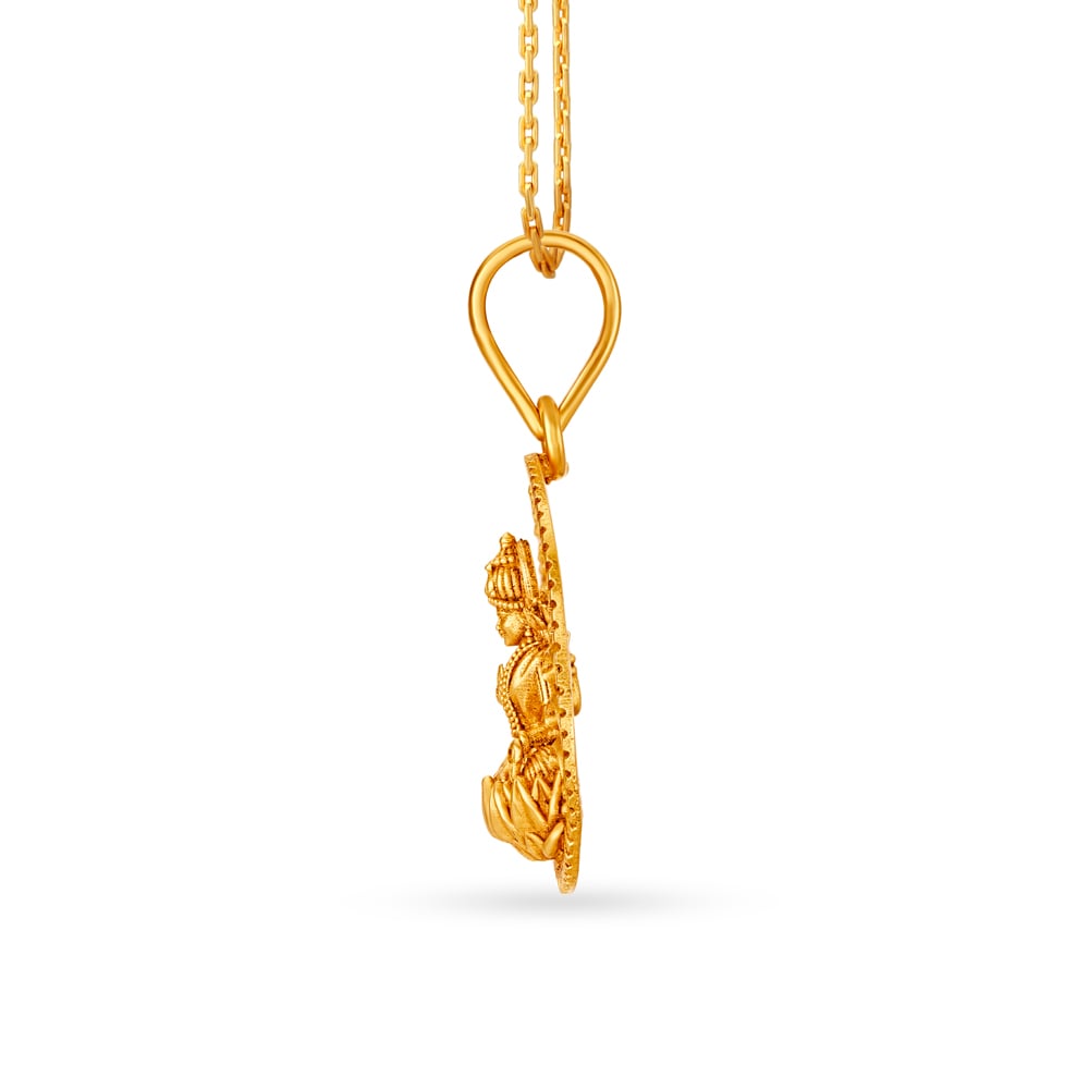 Elaborate carved Goddess Laxmi Gold Pendant,,hi-res image number null