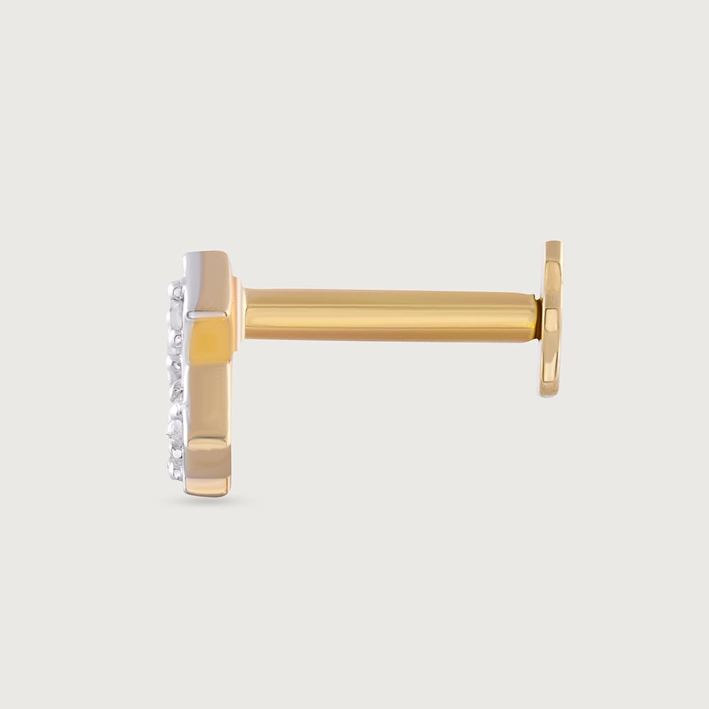 Retro Charm Gold & Diamond Nose Pin,,hi-res image number null