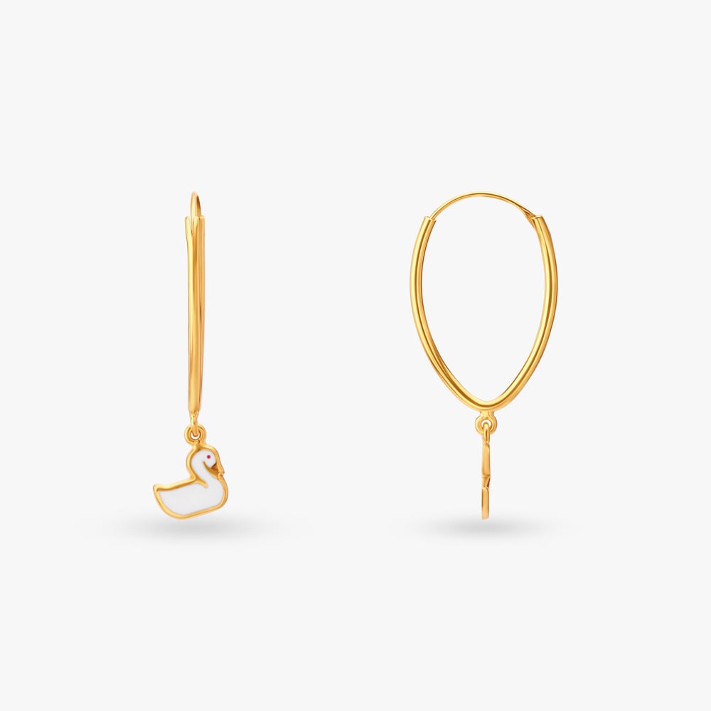 Playful Duck Hoop Earrings for Kids,,hi-res image number null