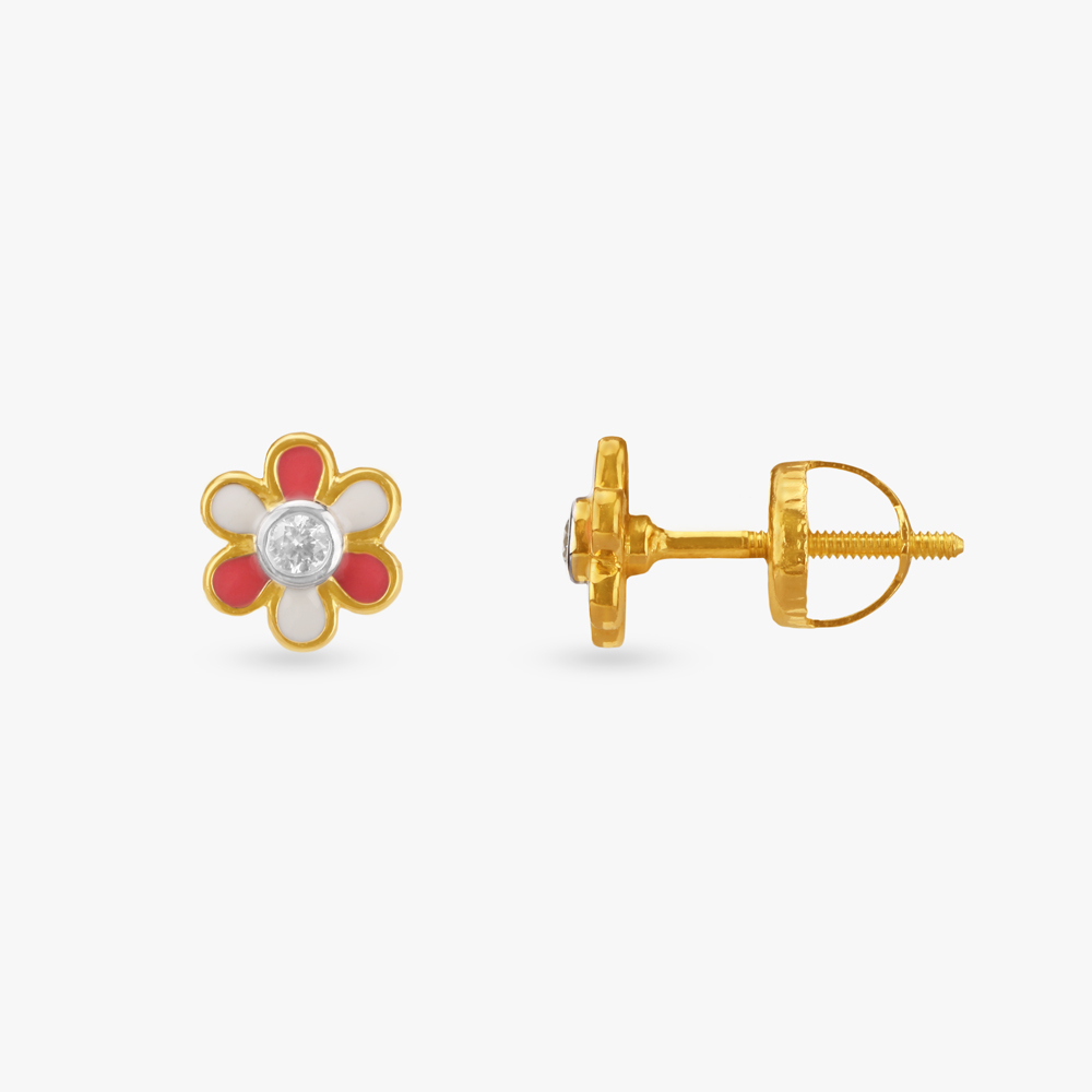 Petite Petals Diamond Pendant and Earrings set for Kids,,hi-res image number null
