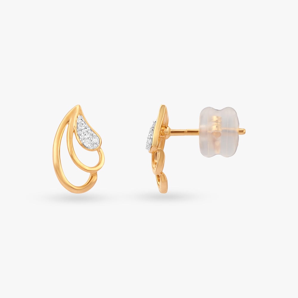 Double Curve Diamond Stud Earrings,,hi-res image number null