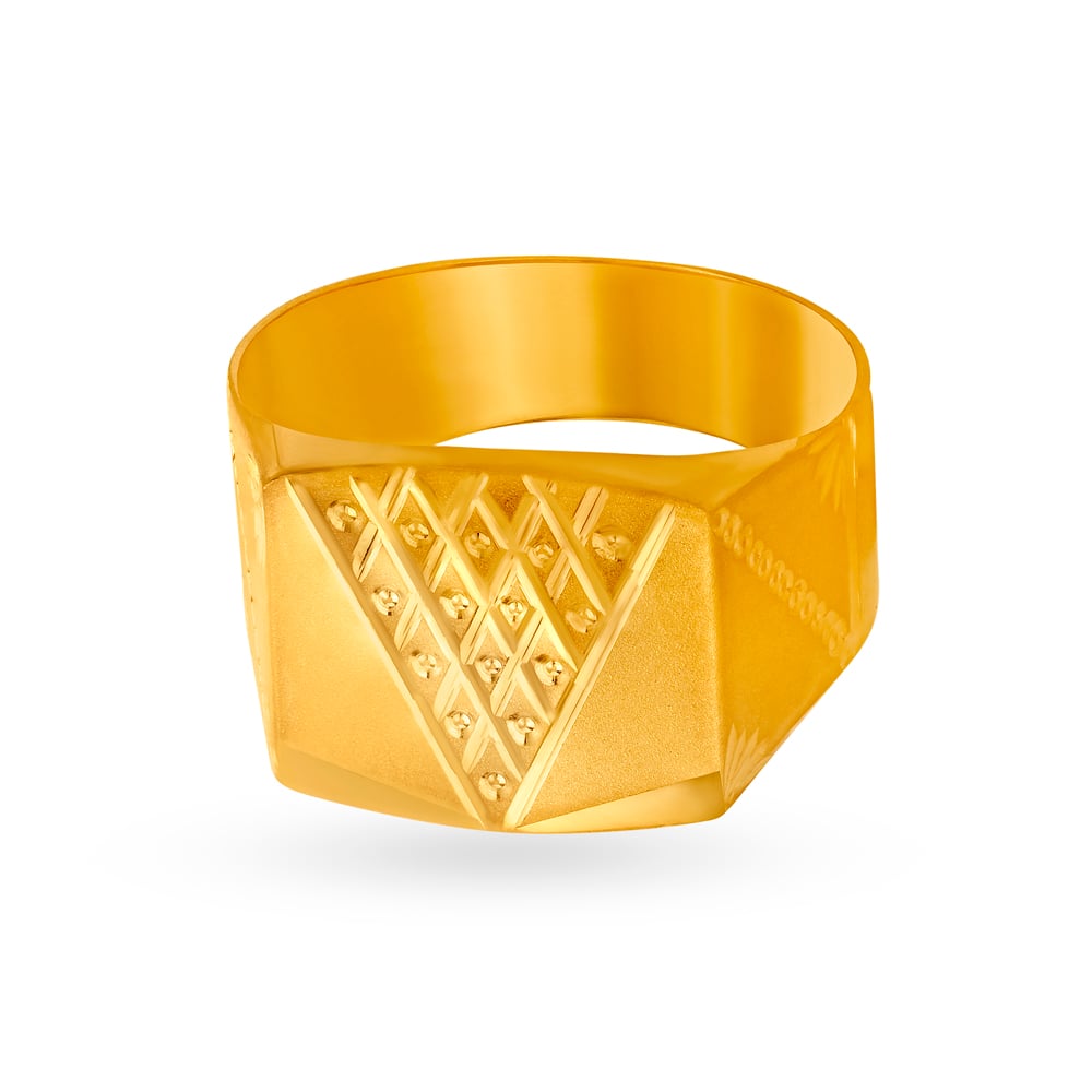 Mesmerizing 22 Karat Yellow Gold Etched Ring,,hi-res image number null