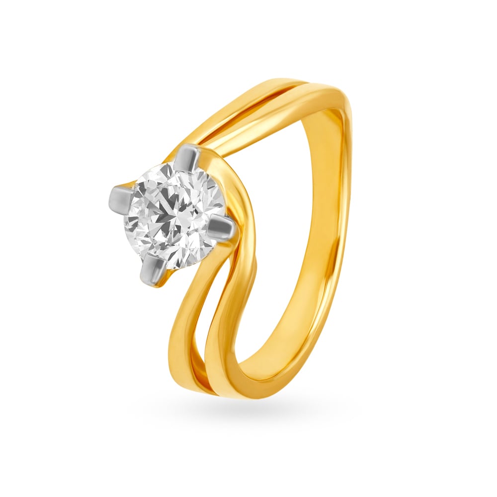 Enchanting Swirling Single Stone Solitaire Ring