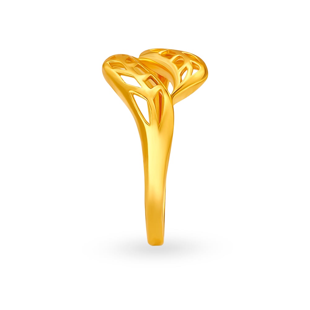 Alluring Leaf Pattern Gold Mesh Ring,,hi-res image number null