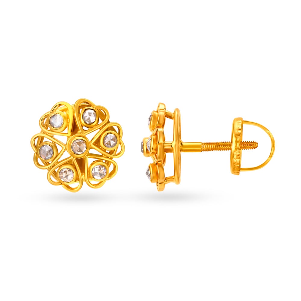 Resplendent Seven Stone Gold Stud Earrings,,hi-res image number null