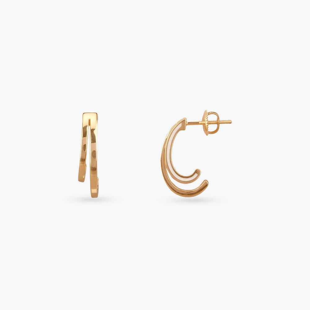 Twin Curve Gold Hoop Earrings,,hi-res image number null