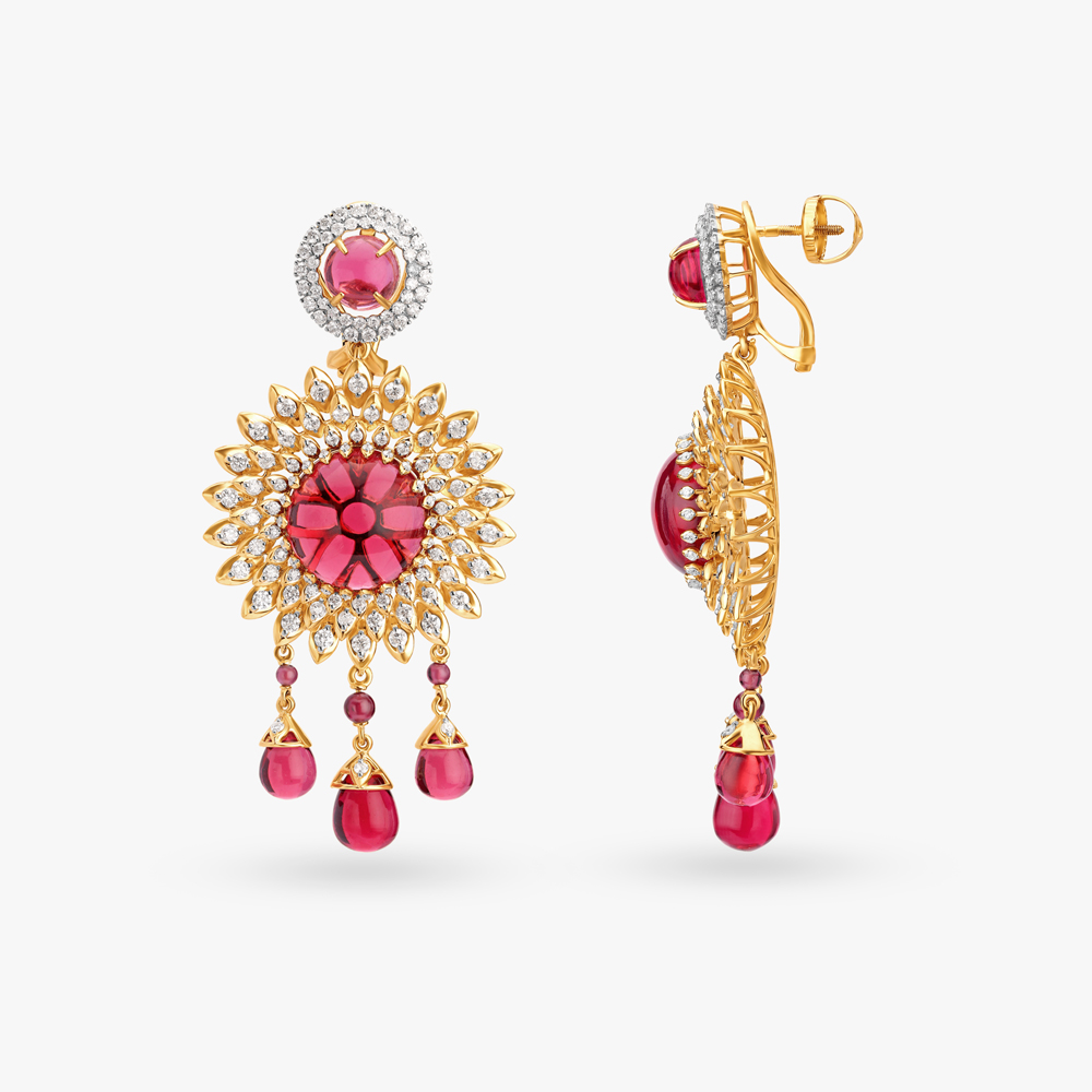 Alluring Floral Gold and Diamond Necklace Set,,hi-res image number null