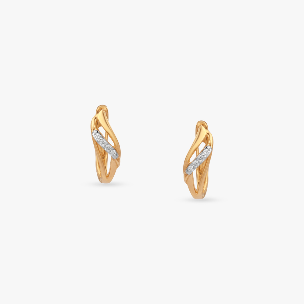 Fluid Twist Diamond Hoop Earrings,,hi-res image number null