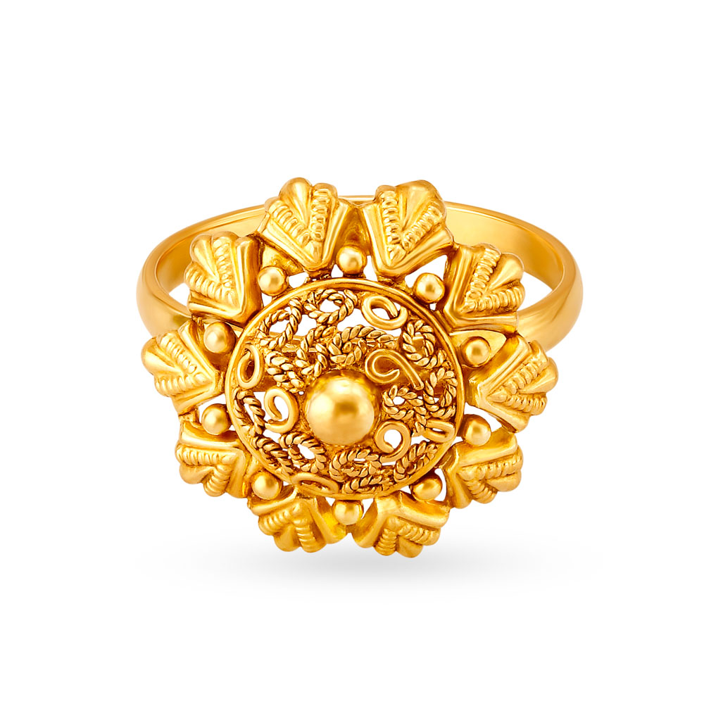 Ravishing 22 Karat Gold Traditional Finger Ring,,hi-res image number null
