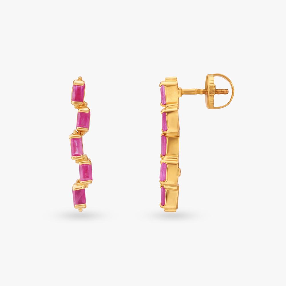 Geometric Gold Pendant with Chain and Earrings Set,,hi-res image number null