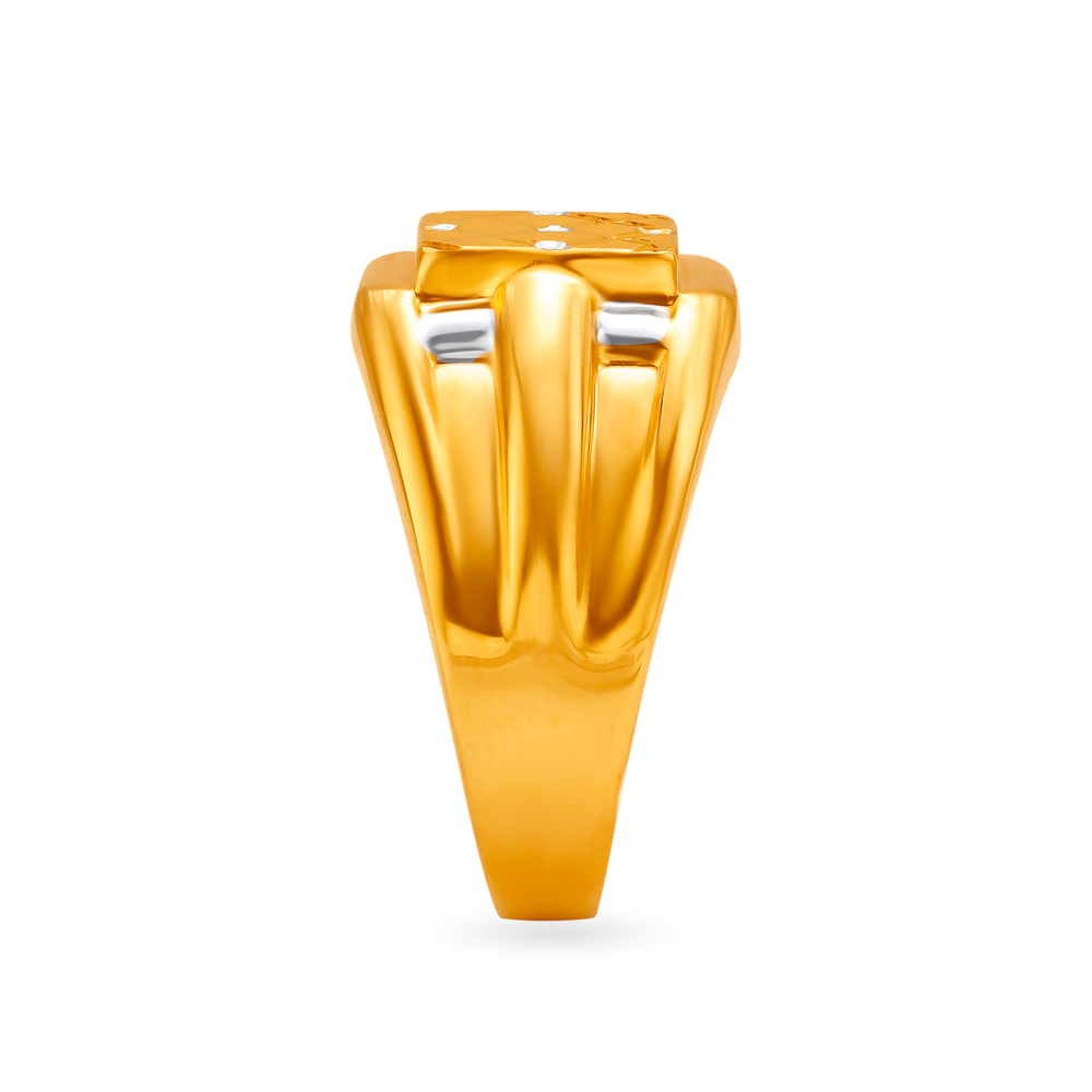 Dazzling 22 Karat Gold And Rhodium Box Ring,,hi-res image number null
