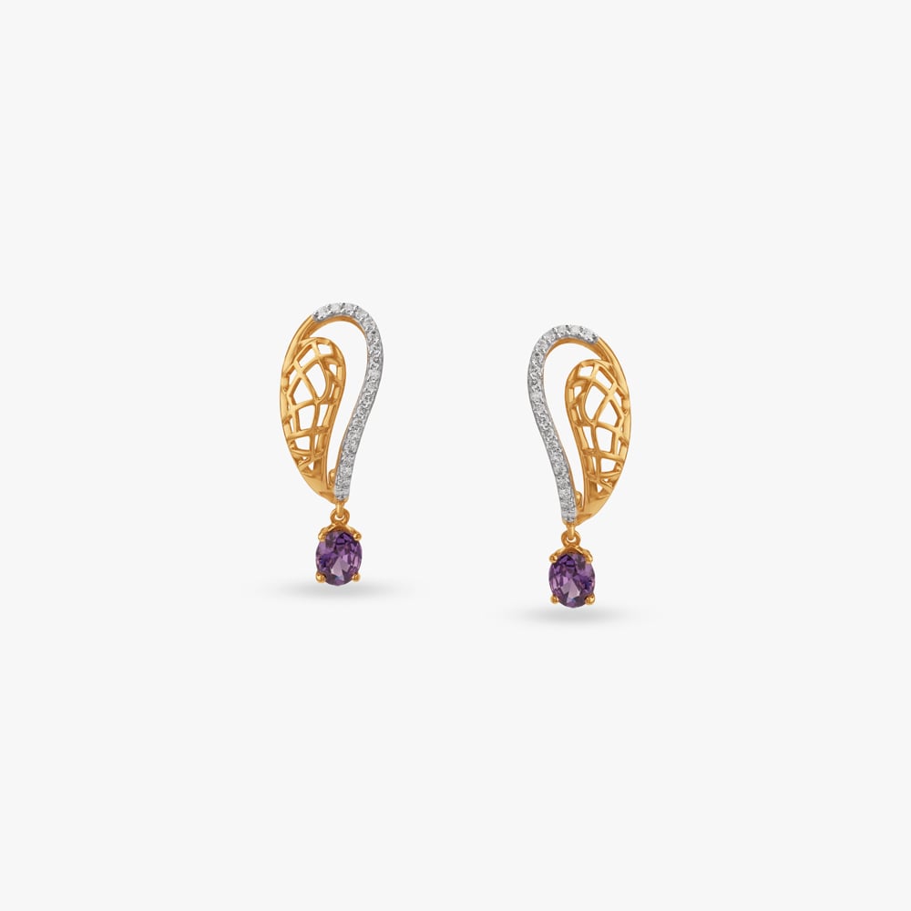 Wave Frame Diamond Drop Earrings,,hi-res image number null