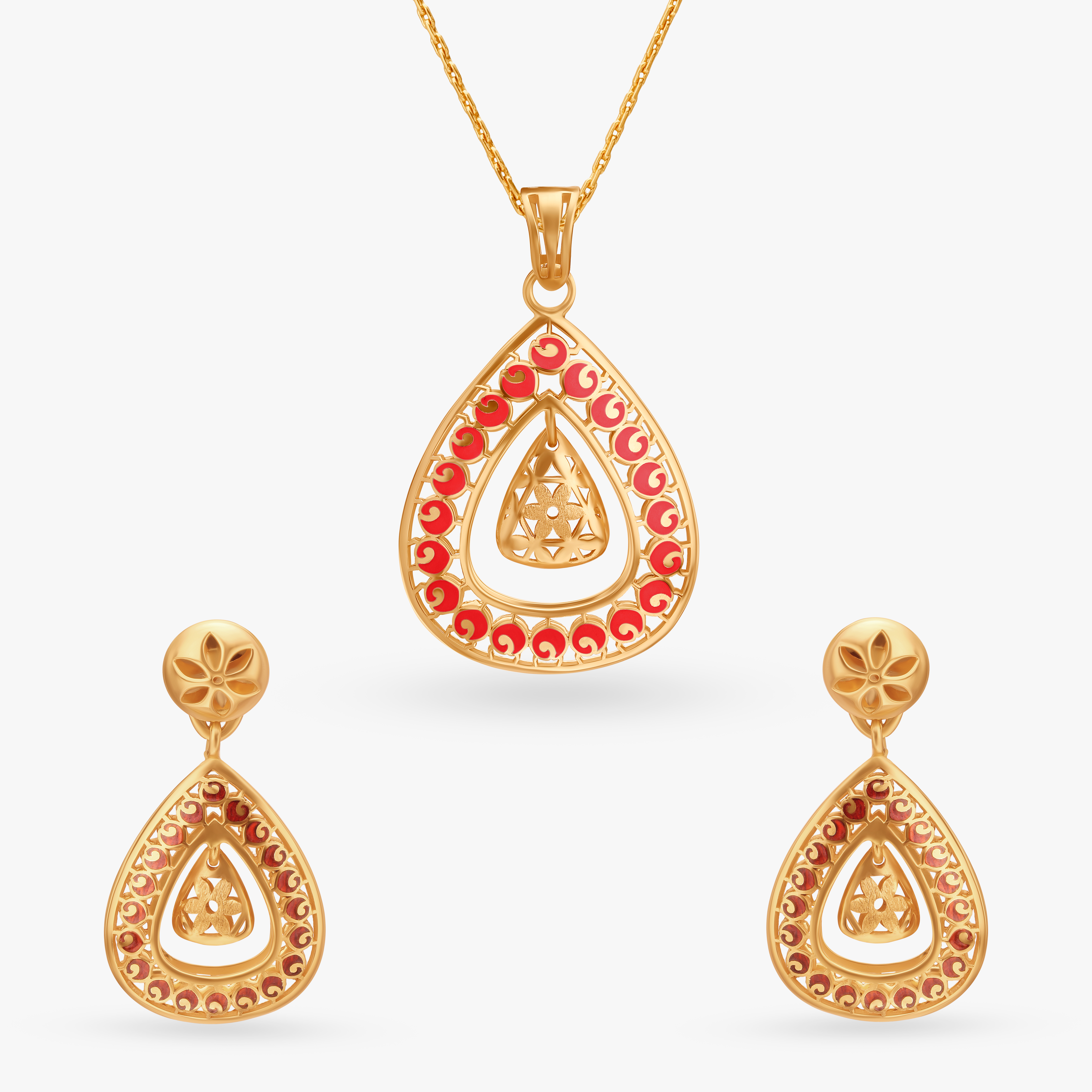 Charming Enamel Pendant and Earrings Set,,hi-res image number null
