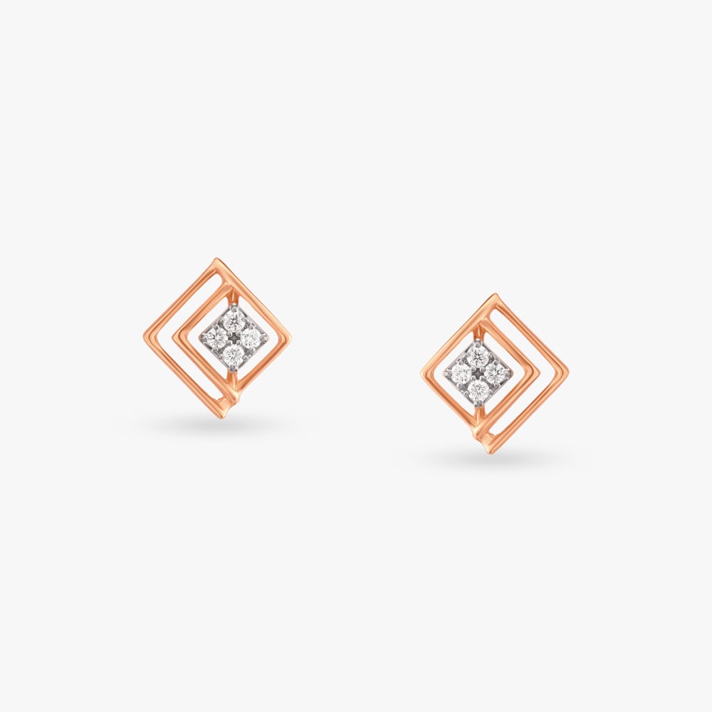 Square Diamond Stud Earrings,,hi-res image number null