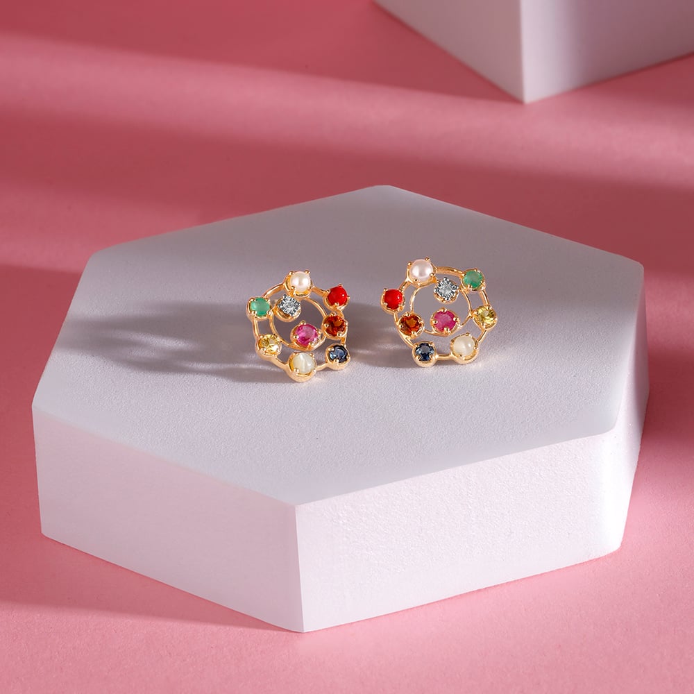 Navratna earrings tanishq 2025