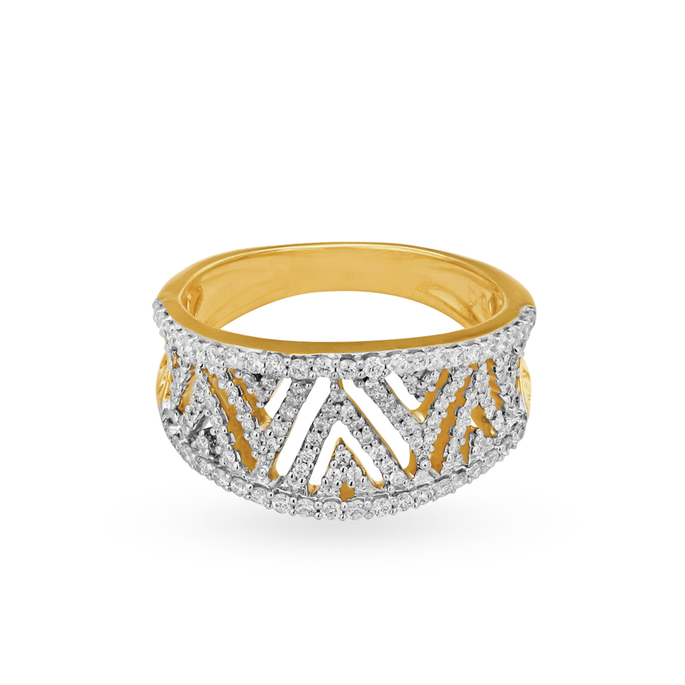 Extravagant 18 Karat Yellow Gold And Diamond Finger Ring,,hi-res image number null